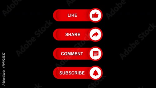 Like Subscribe Share Comment Get Notified Bars Animation Element seamless loop with alpha channel