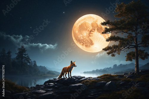 An image of Moon and a Fox photo