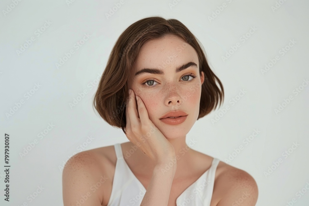 Skincare western woman model photography portrait surprised. Skincare western woman model photography portrait surprised.