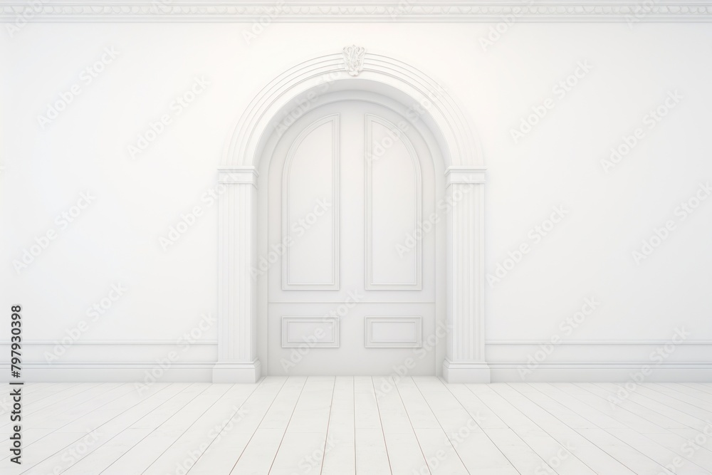 Fototapeta premium Door entry mockup white architecture indoors.