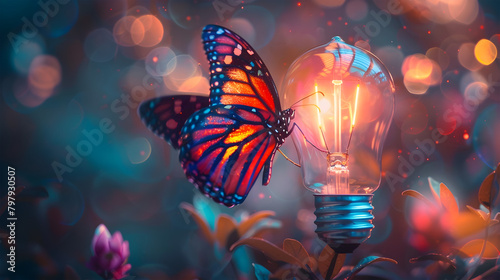 Butterfly and Light Bulb A Creative Fusion of Nature and Electricity