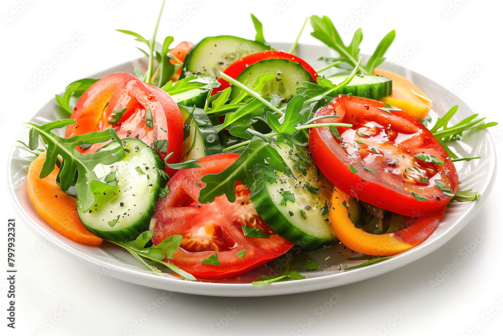 Fresh spring vegetable salad in close-up
