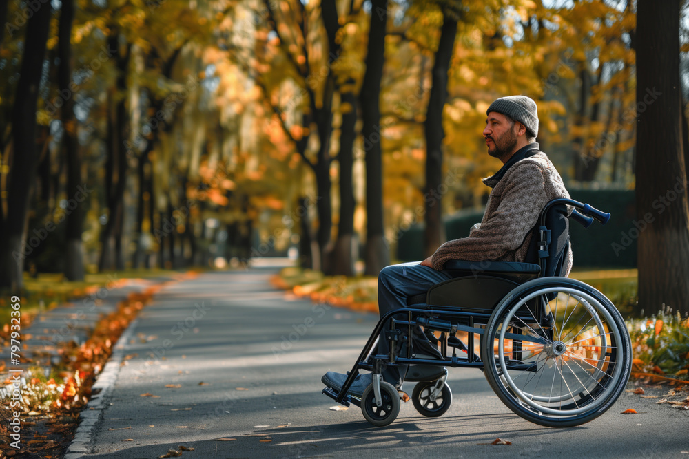 Autumn stroll in a wheelchair