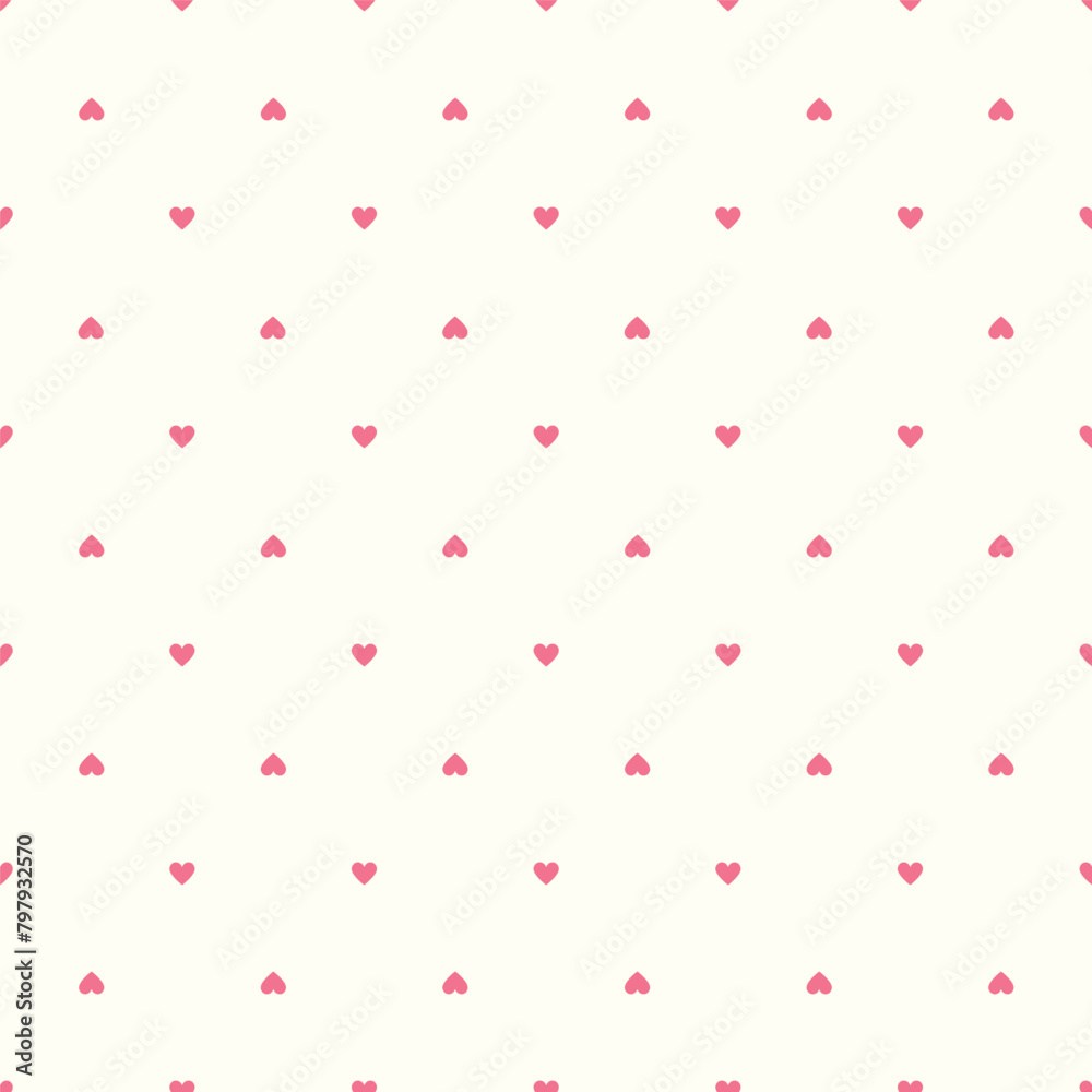 Seamless pattern of cute pink hearts. Background, valentines day, kids, wrapping paper. Vector illustration