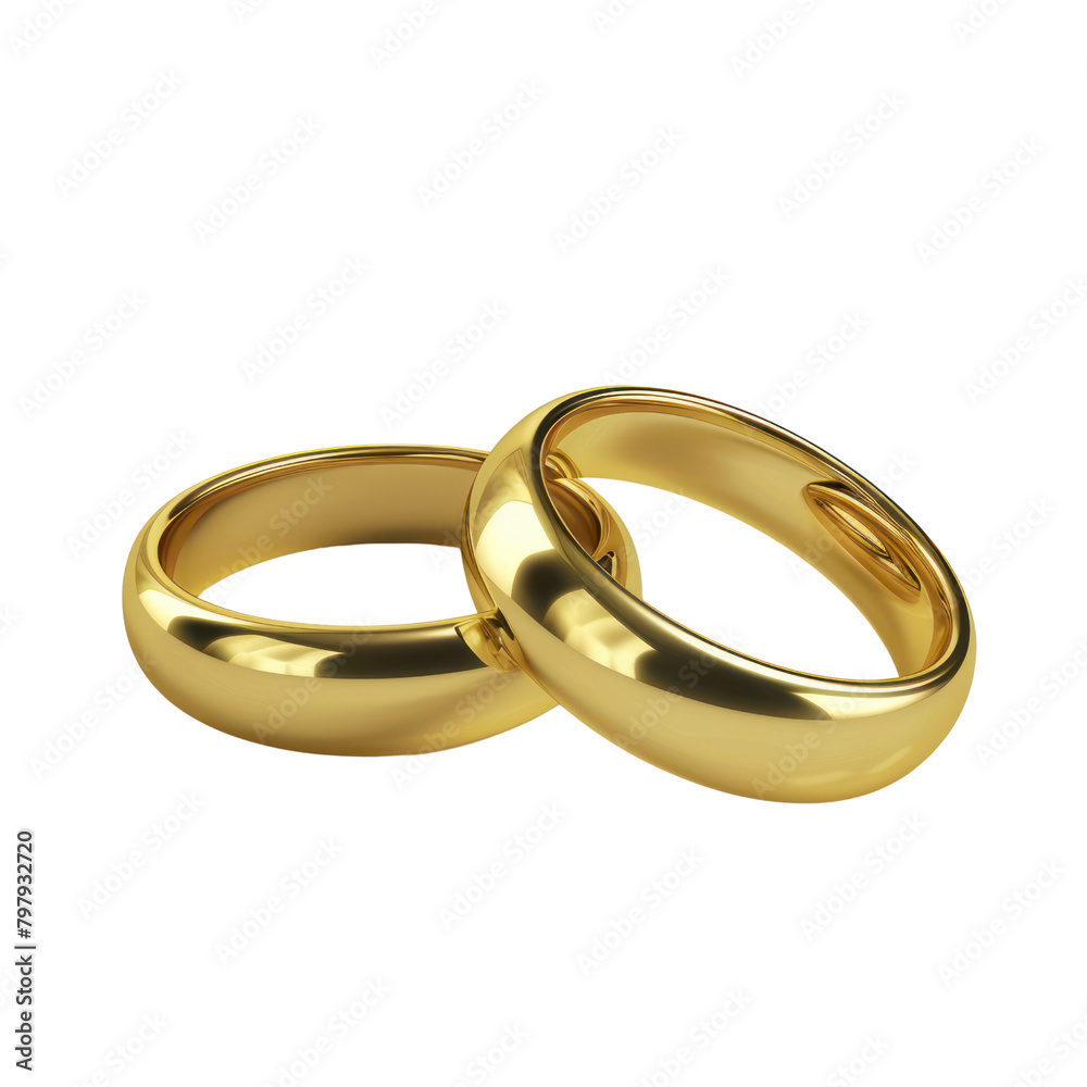 Wedding rings isolate on transparent png.


