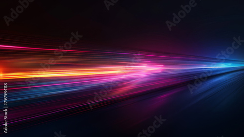 A colorful  long  and blurry line of light