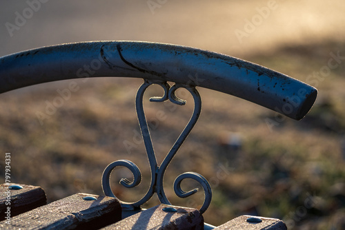 Blending Form and Function. The Blue Iron Handrail in Urban Landscape.