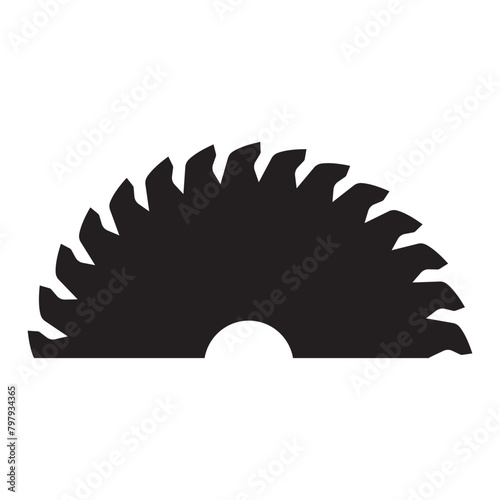 Saw blade isolated on white background. Half Saw blade icon. Cutter icon, silhouette, vector. Circular saw blade isolated on white background. Saw Wheel icon design. Vector illustration