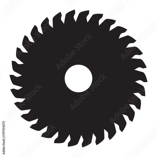Saw blade icon. Cutter icon, silhouette, vector. Circular saw blade isolated on white background. Saw Wheel icon design. Vector illustration
