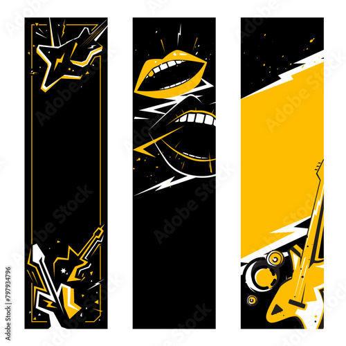 Collection of rock music banners design template.