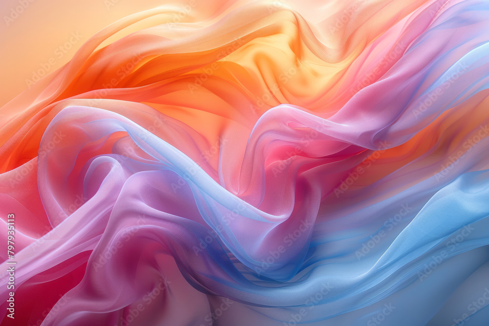 Obraz premium An image with stripes bending and swirling around each other, creating a fluid motion effect in pastel tones,