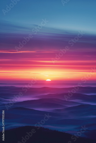 An artistic interpretation of a sunset, where stripes blend seamlessly from warm oranges to dusky purples,