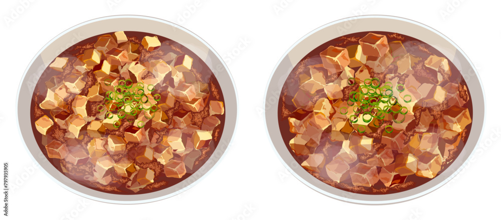 麻婆豆腐のセットイラスト