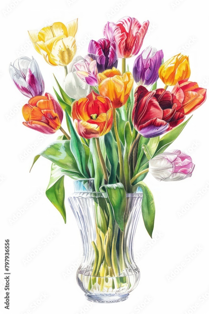 custom made wallpaper toronto digitalA tulip bouquet painting vase blossom.