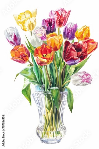 Wallpaper Mural A tulip bouquet painting vase blossom. Torontodigital.ca