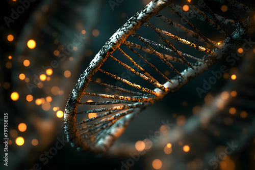 DNA Samples: Ethereal Glow of Golden & Silver Strands in DNA Profile