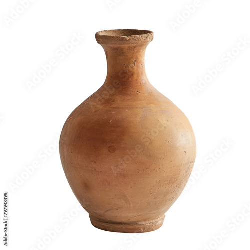 Simple clay vase without ornaments  isolate on transparent png.