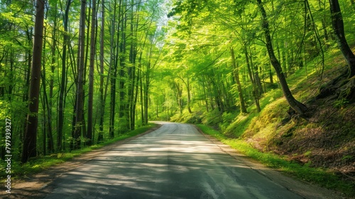 view Beautiful road route between forests