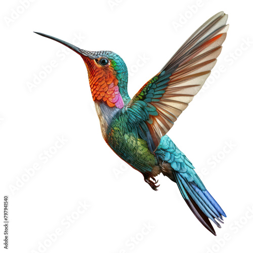 Hummingbirds flying isolate on transparent png. photo