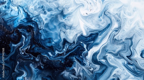 Abstract Blue and White Painting Texture Background with Liquid Paint swirling vortexes, Wallpaper Pictures, Background Hd