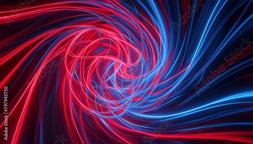 abstract background whirlwind of tangled lines and shapes in vivid crimson and electric