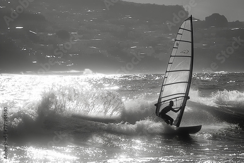 windsurfer in the sea photo