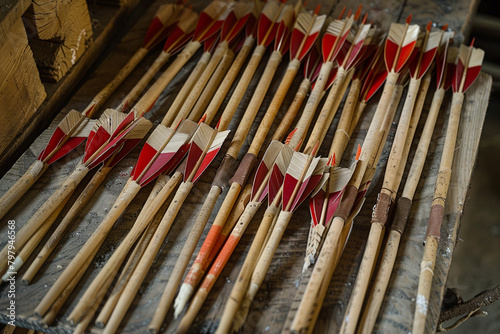 A quiver of blunted arrows, safe for recreational shooting and practice. photo