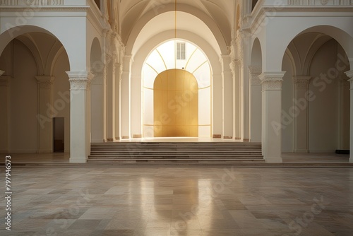 Empty scene of church architecture building flooring.