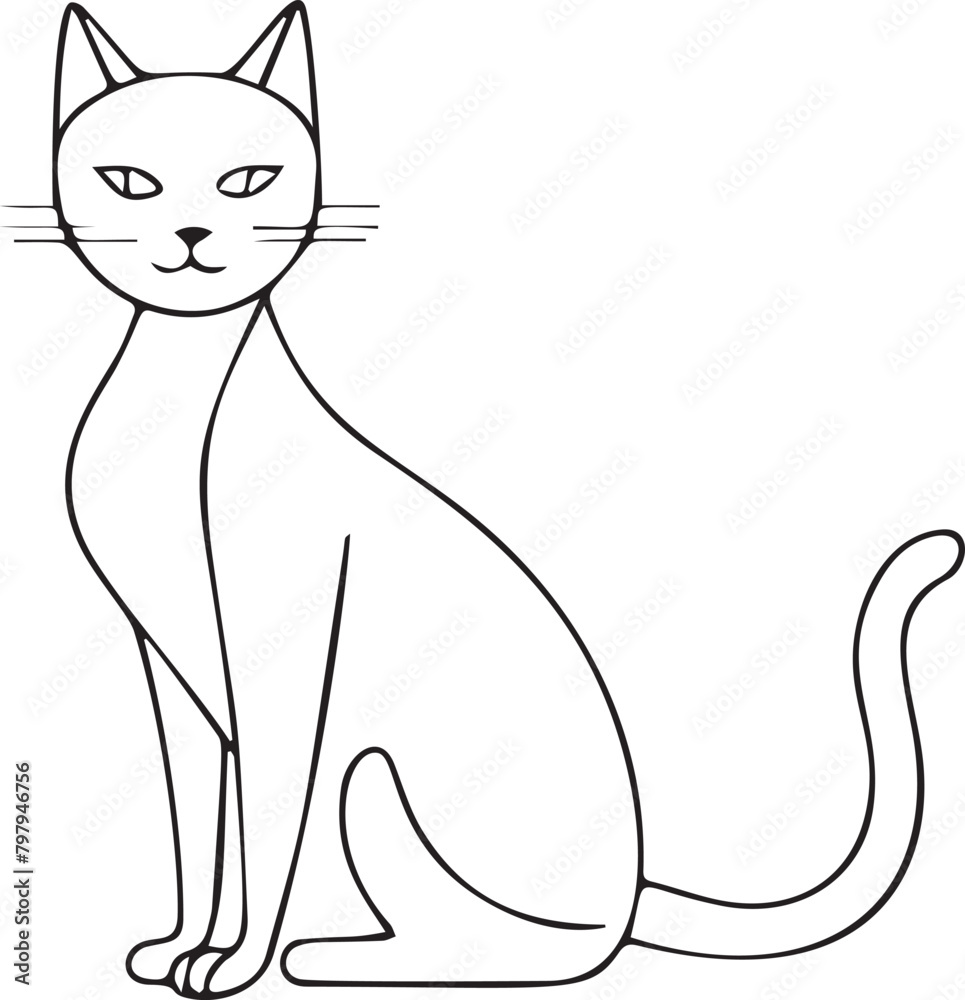 Minimalist Line Art of Cat - Animal Outline Illustration Minimalist Line Art of Cat - Animal Outline Illustration