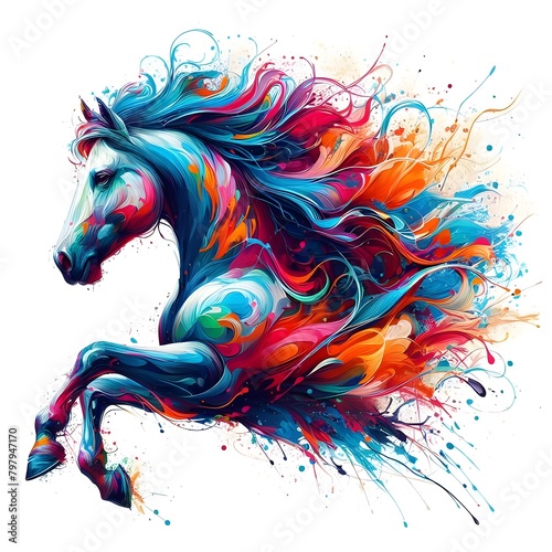 A horse with splashes of paint surrounding t-shirt design ©  InteriorDesigner