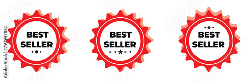 Best seller icon designs set with laurel, best seller badge logo template isolated on white vector illustration eps 10