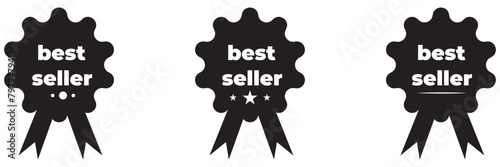 Best seller icon designs set with laurel, best seller badge logo template isolated on white vector illustration eps 10