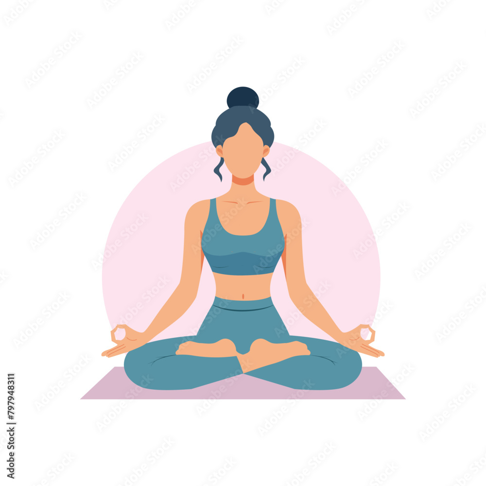 Faceless woman doing yoga lotus poses illustration