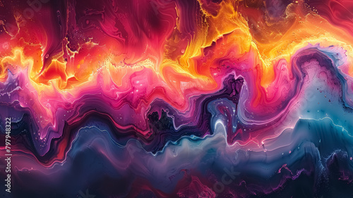 vibrant abstract liquid art, colorful mix of acrylic paints creating a visual explosion of waves and swirls photo
