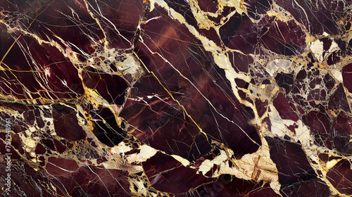 A rich, burgundy marble texture with bold, cream-colored veins, as if illuminated by a warm, golden light