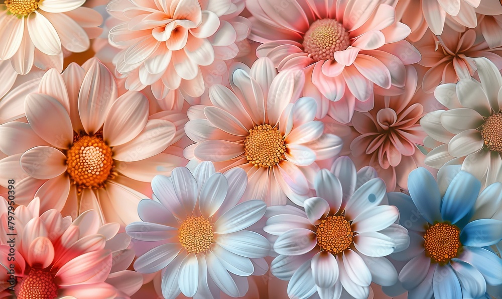 pattern daisies pastel colors, Generative AI