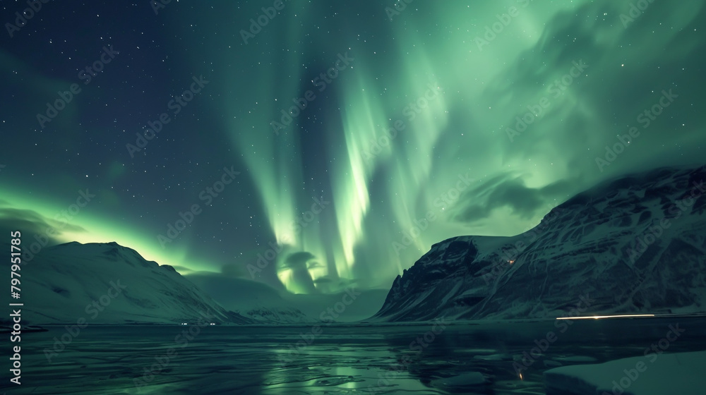 A mesmerizing display of the Northern Lights painting the dark sky.
