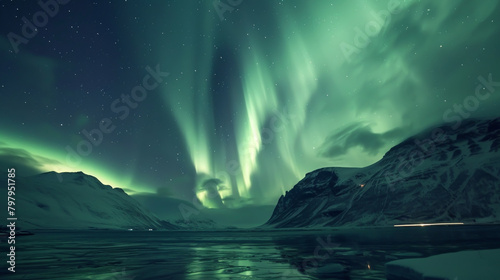 A mesmerizing display of the Northern Lights painting the dark sky.