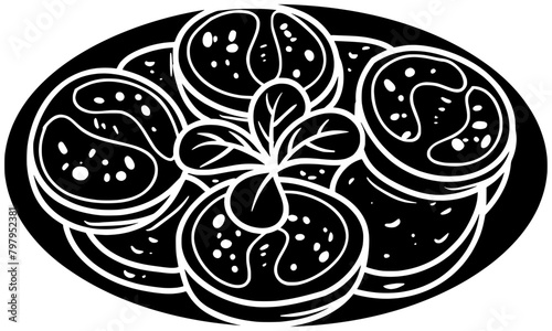 caprese illustration food silhouette italian logo basil icon salad outline healthy vegetable cheese cuisine tomato plate mozzarella meal vegetarian shape gourmet dish diet for vector graphic