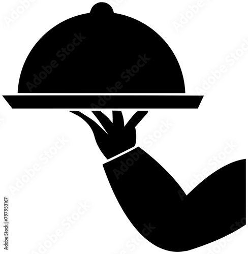 chef illustration caterers silhouette buffett logo catering icon restaurant outline buffet food meal tray self-service cafeteria canteen hand dish shape selfservice cookhouse refectory for vector