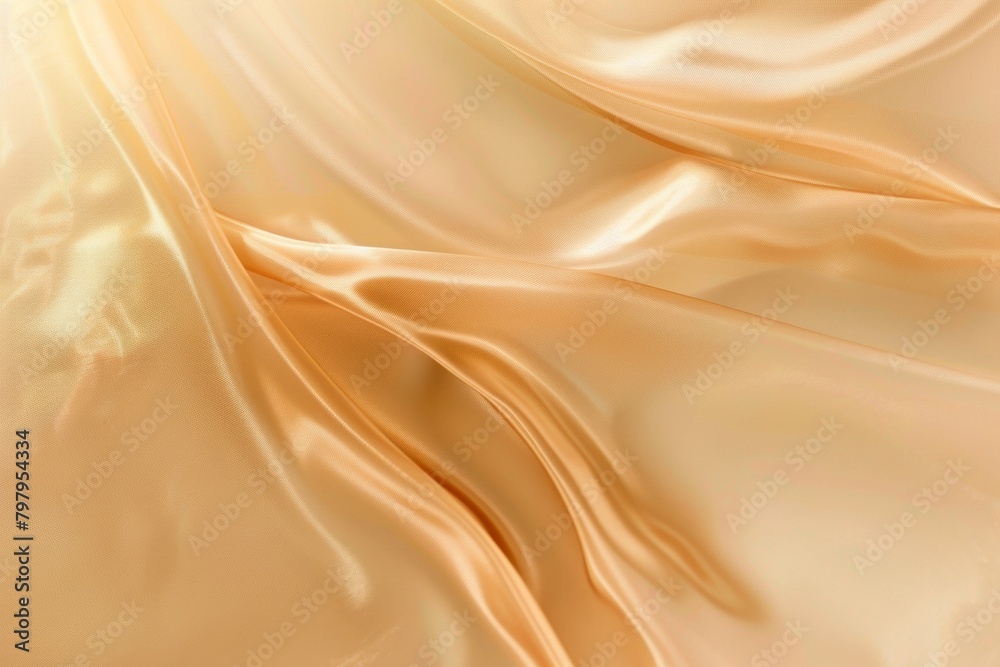 Fototapeta premium Light golden, silky satin fabric with a soft sheen and subtle folds