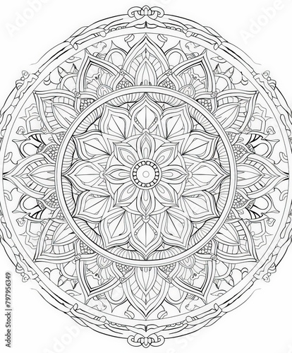 Intricate Black and White Flower Drawing