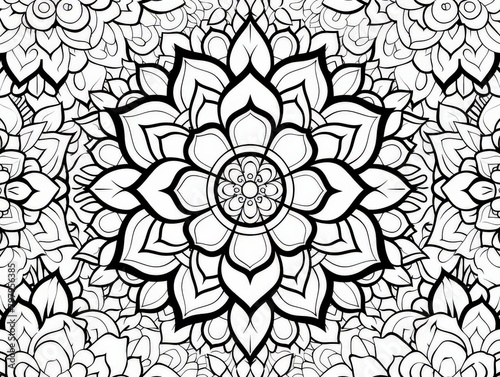 Intricate Black and White Flower Pattern