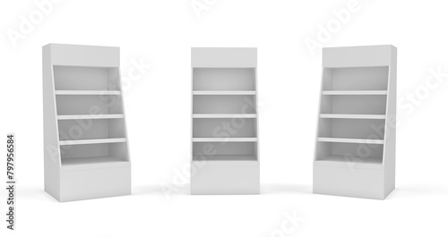 Supermarket Promotional Display Rack  Empty Product Display  PDQ Display Box With Three Different View  3D Rendered