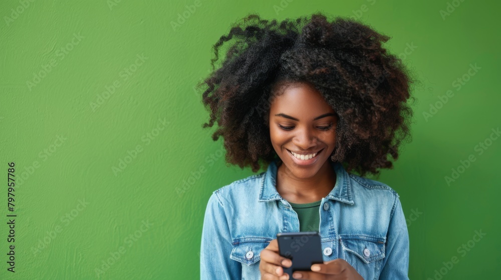 Woman Smiling at Smartphone Screen Woman Smiling at Smartphone Screen