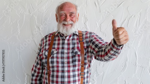 Charming Senior Man Giving Thumb Up photo