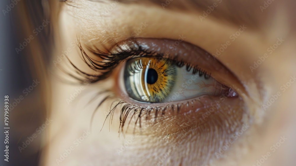 Fototapeta premium Detailed close-up of a person's eye with long eyelashes. Suitable for beauty and healthcare concepts