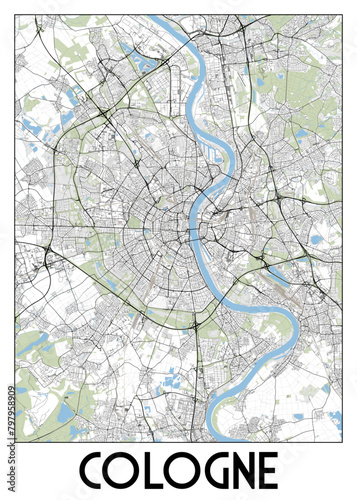 Cologne, Germany map poster art