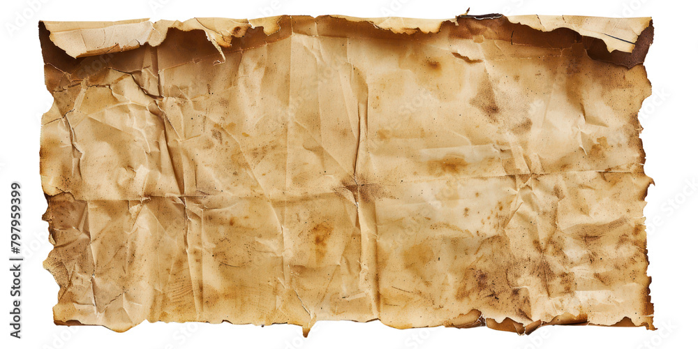 Old empty paper isolate on transparent png.