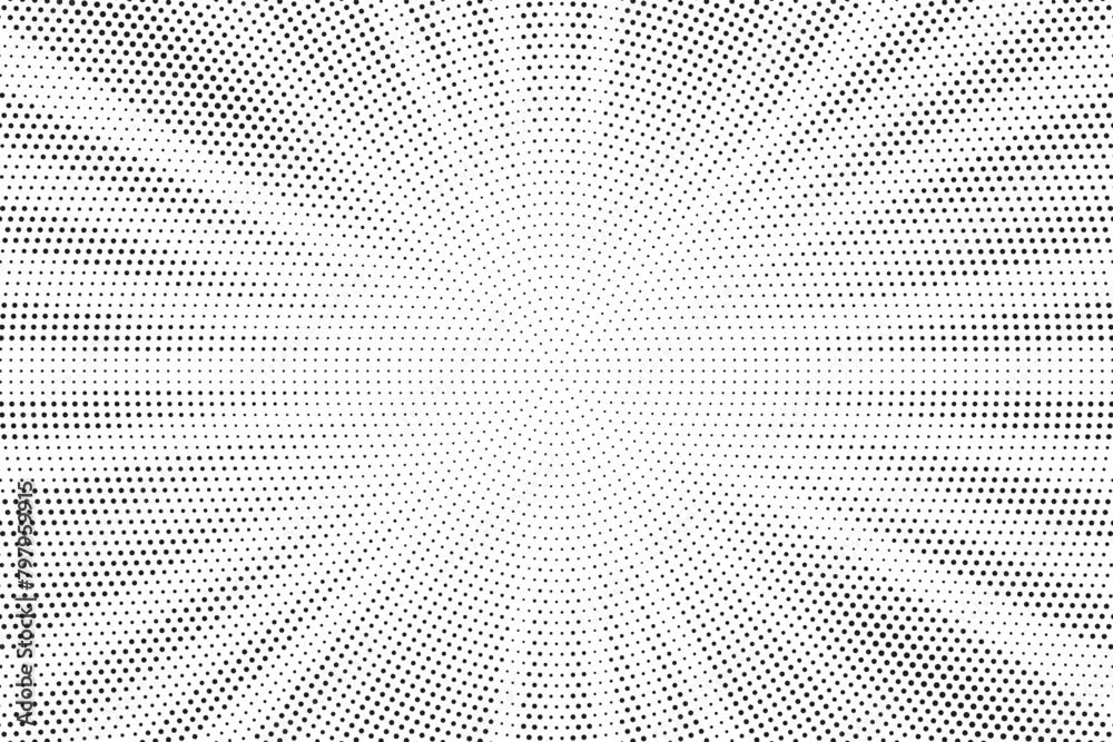 Halftone gradient sun rays pattern. abstract halftone vector dots background. monochrome dots pattern. pop art, comic small dots. star rays halftone poster. shine, explosion. sunrise rays background.